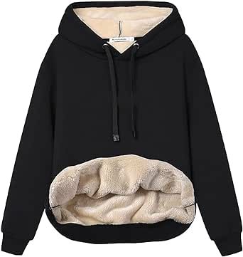Fenclushy Womens Winter Hoodies Warm Fleece Sherpa Lined Pullover Hooded Sweatshirt
