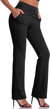 DAYOUNG Bootcut Yoga Pants for Women Tummy Control Workout Bootleg Pants High Waist 4 Way Stretch Pants