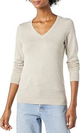 Amazon Essentials Women's Classic-Fit Lightweight Long-Sleeve V-Neck Sweater (Available in Plus Size)