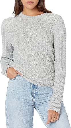 Amazon Essentials Women's Fisherman Cable Long-Sleeve Crewneck Sweater (Available in Plus Size)